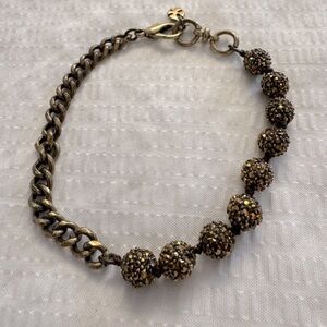 Retired "Lucky Brand" Boho Bronze Tone Chain Metal cluster Bead Bracelet